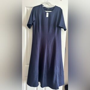 Banana Republic navy blue flared midi dress. Size large. New with tags.
